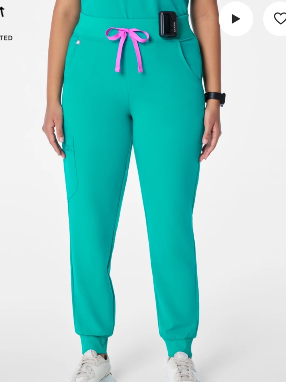 Figs Lagoon High-Waisted Jogger Pants with Pink Drawcord